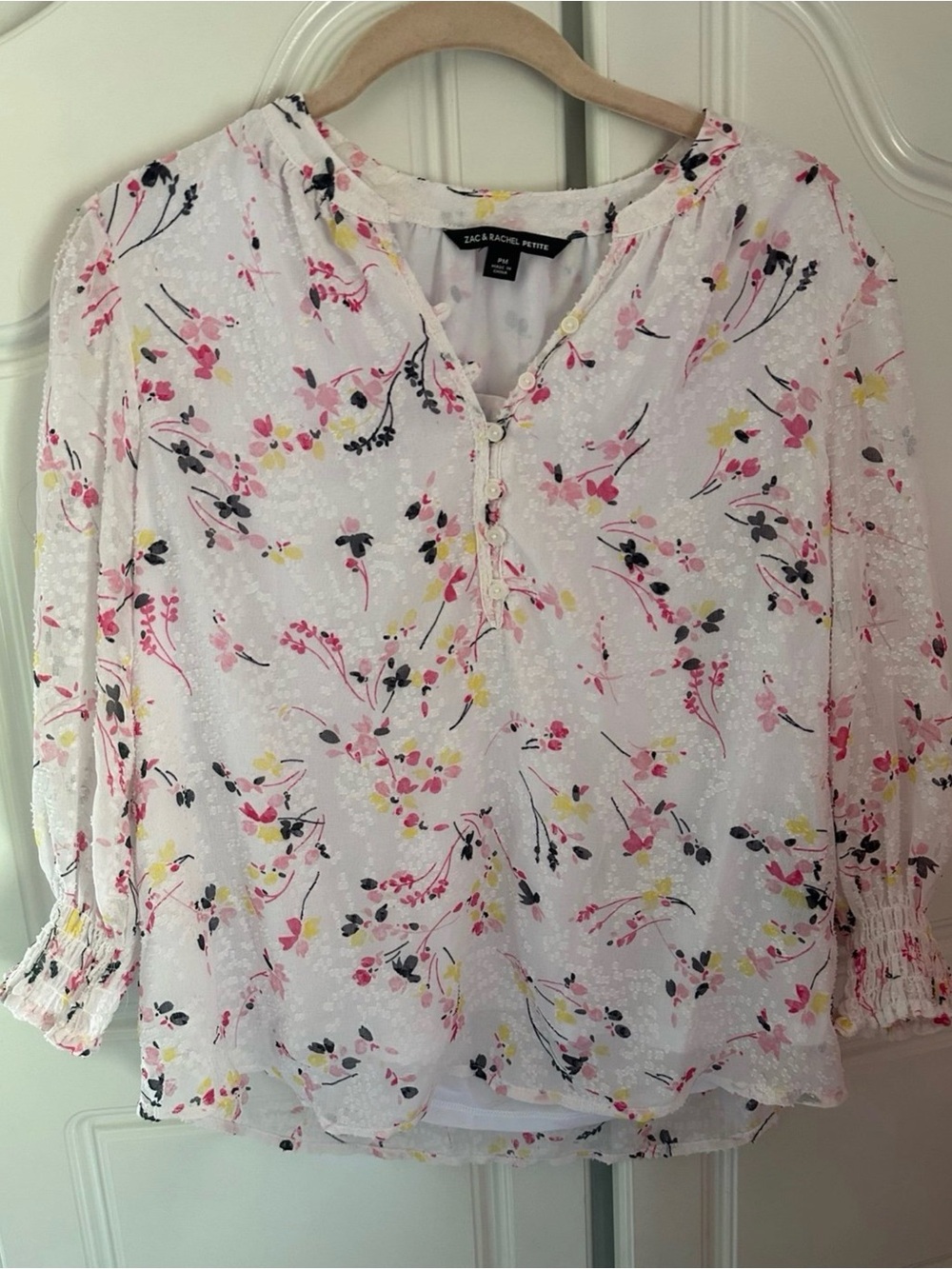 Zac & Rachel White Floral Peasant Blouse